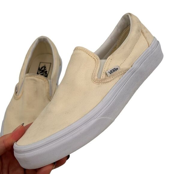 Vans off white cream slip ons sneaker women’s size 9 men’s size 7.5 - Picture 7 of 11